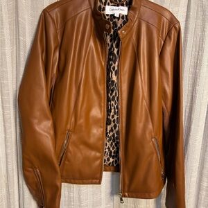 Calvin Klein Brown Leather Jacket for Women